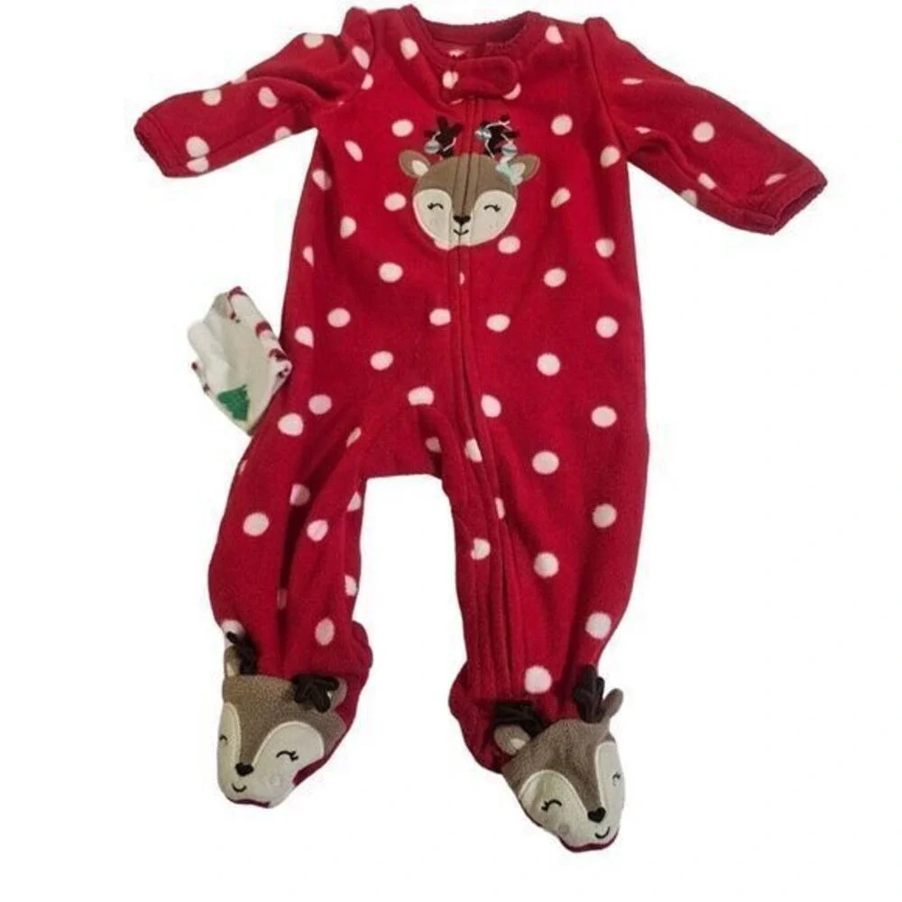 Just One You by Carter's Christmas Baby 3 Sleep‎ & Play Pajamas Travel Pillow NB